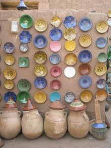 Zagora,Morocco; the Wall of Plates at the Potters